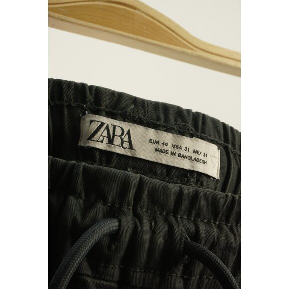 Zara dnwr. Men's 31 Charcoal Gray Twill Cotton Stretch Drawstring Cargo Pants - Picture 5 of 10